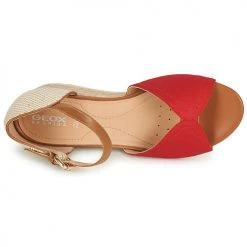 Chaussures Femme Sandales et Nu-pieds Geox D ISCHIA CORDA D Rouge / Cognac -Sandales Soldes Boutique 18763544 500 F