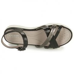 Chaussures Femme Sandales et Nu-pieds Geox D SANDAL HIVER A Noir / Argenté -Sandales Soldes Boutique 18763552 500 F