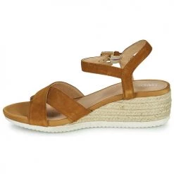 Chaussures Femme Sandales et Nu-pieds Geox ISCHIA CORDA Camel -Sandales Soldes Boutique 18763646 500 D