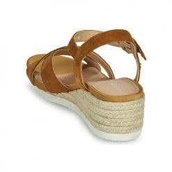 Chaussures Femme Sandales et Nu-pieds Geox ISCHIA CORDA Camel -Sandales Soldes Boutique 18763646 500 E