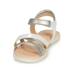 Chaussures Fille Sandales et Nu-pieds Geox SANDAL KARLY GIRL Blanc / Argenté -Sandales Soldes Boutique 18764319 500 C