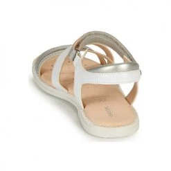 Chaussures Fille Sandales et Nu-pieds Geox SANDAL KARLY GIRL Blanc / Argenté -Sandales Soldes Boutique 18764319 500 E