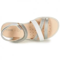 Chaussures Fille Sandales et Nu-pieds Geox SANDAL KARLY GIRL Blanc / Argenté -Sandales Soldes Boutique 18764319 500 F