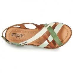 Chaussures Femme Sandales et Nu-pieds Pikolinos ALGAR W0X Marron / Vert -Sandales Soldes Boutique 18764481 500 F