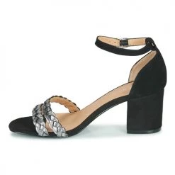 Chaussures Femme Sandales et Nu-pieds Karston POMELOS Noir / Argent -Sandales Soldes Boutique 18853403 500 D