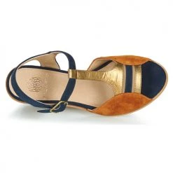 Chaussures Femme Sandales et Nu-pieds Karston LILIAN Marron / Marine -Sandales Soldes Boutique 18853413 500 F