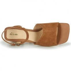 Chaussures Femme Sandales et Nu-pieds Clarks SHEER65 BLOCK Camel -Sandales Soldes Boutique 18858151 500 F