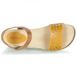 Chaussures Femme Sandales et Nu-pieds Josef Seibel CLEA 09 Marron / Jaune -Sandales Soldes Boutique 18909473 500 F