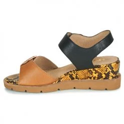 Chaussures Femme Sandales et Nu-pieds Sweet ETOXYS Noir / Camel -Sandales Soldes Boutique 18940883 500 D
