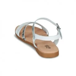 Chaussures Fille Sandales et Nu-pieds Citrouille et Compagnie OBINOU Blanc argent -Sandales Soldes Boutique 18944934 500 E