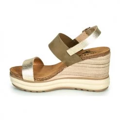 Chaussures Femme Sandales et Nu-pieds Plakton PLAKA Kaki / Doré -Sandales Soldes Boutique 18970680 500 D