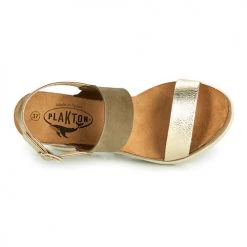 Chaussures Femme Sandales et Nu-pieds Plakton PLAKA Kaki / Doré -Sandales Soldes Boutique 18970680 500 F