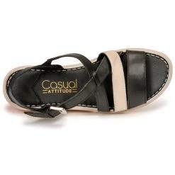 Chaussures Femme Sandales et Nu-pieds Casual Attitude ODETTE Noir / doré -Sandales Soldes Boutique 18978791 500 F