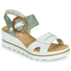 Chaussures Femme Sandales et Nu-pieds Rieker SOLLA Vert / Blanc