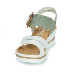 Chaussures Femme Sandales et Nu-pieds Rieker SOLLA Vert / Blanc -Sandales Soldes Boutique 18979131 500 C