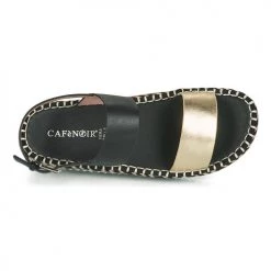 Chaussures Femme Sandales et Nu-pieds Café Noir GRISLI Noir / Doré -Sandales Soldes Boutique 19157593 500 F