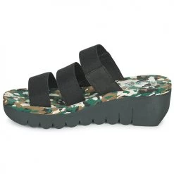 Chaussures Femme Sandales et Nu-pieds Fly London YIAN Noir / Kaki -Sandales Soldes Boutique 21097331 500 D