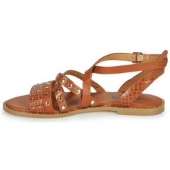 Chaussures Femme Sandales et Nu-pieds Elue par nous LESCOT Camel -Sandales Soldes Boutique 21135055 500 D