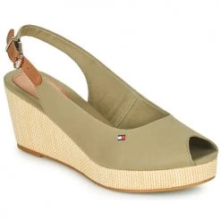 Chaussures Femme Sandales et Nu-pieds Tommy Hilfiger ICONIC ELBA SLING BACK WEDGE Kaki