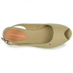 Chaussures Femme Sandales et Nu-pieds Tommy Hilfiger ICONIC ELBA SLING BACK WEDGE Kaki -Sandales Soldes Boutique 21189981 500 F