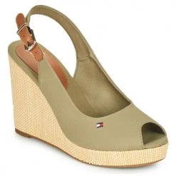 Chaussures Femme Sandales et Nu-pieds Tommy Hilfiger ICONIC ELENA SLING BACK WEDGE Kaki