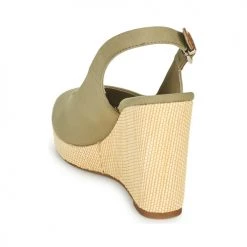 Chaussures Femme Sandales et Nu-pieds Tommy Hilfiger ICONIC ELENA SLING BACK WEDGE Kaki -Sandales Soldes Boutique 21189982 500 E