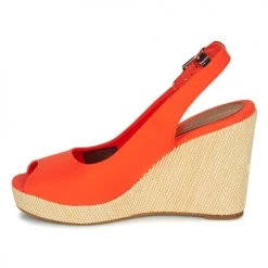 Chaussures Femme Sandales et Nu-pieds Tommy Hilfiger ICONIC ELENA SLING BACK WEDGE Orange -Sandales Soldes Boutique 21189983 500 D