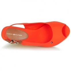 Chaussures Femme Sandales et Nu-pieds Tommy Hilfiger ICONIC ELENA SLING BACK WEDGE Orange -Sandales Soldes Boutique 21189983 500 F