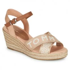 Chaussures Femme Sandales et Nu-pieds Tommy Hilfiger TOMMY WEBBING LOW WEDGE SANDAL Beige