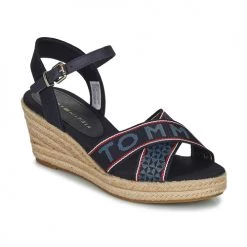 Chaussures Femme Sandales et Nu-pieds Tommy Hilfiger TOMMY WEBBING LOW WEDGE SANDAL Bleu