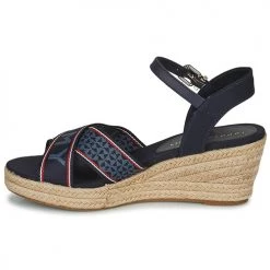 Chaussures Femme Sandales et Nu-pieds Tommy Hilfiger TOMMY WEBBING LOW WEDGE SANDAL Bleu -Sandales Soldes Boutique 21189987 500 D