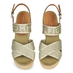 Chaussures Femme Sandales et Nu-pieds Tommy Hilfiger TOMMY WEBBING HIGH WEDGE SANDAL Kaki -Sandales Soldes Boutique 21189992 500 F