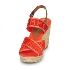 Chaussures Femme Sandales et Nu-pieds Tommy Hilfiger TOMMY WEBBING HIGH WEDGE SANDAL Orange -Sandales Soldes Boutique 21189993 500 C