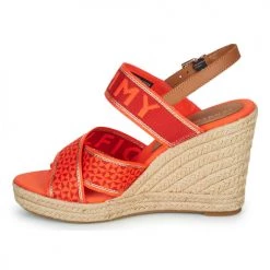 Chaussures Femme Sandales et Nu-pieds Tommy Hilfiger TOMMY WEBBING HIGH WEDGE SANDAL Orange -Sandales Soldes Boutique 21189993 500 D