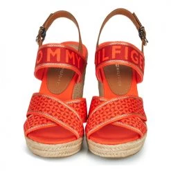 Chaussures Femme Sandales et Nu-pieds Tommy Hilfiger TOMMY WEBBING HIGH WEDGE SANDAL Orange -Sandales Soldes Boutique 21189993 500 F