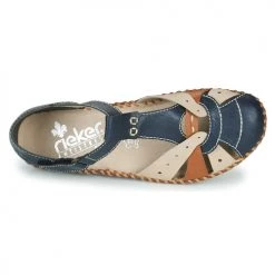 Chaussures Femme Sandales et Nu-pieds Rieker BLUE Bleu / Marron -Sandales Soldes Boutique 21191380 500 F
