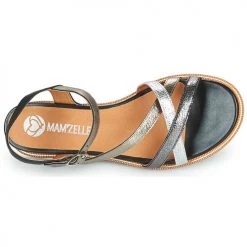 Chaussures Femme Sandales et Nu-pieds Mam'Zelle OLIM Noir / Etain -Sandales Soldes Boutique 21200059 500 F