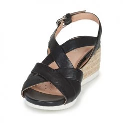 Chaussures Femme Sandales et Nu-pieds Geox D ISCHIA CORDA C Noir -Sandales Soldes Boutique 21201141 500 C