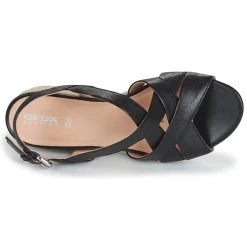 Chaussures Femme Sandales et Nu-pieds Geox D ISCHIA CORDA C Noir -Sandales Soldes Boutique 21201141 500 F