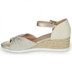 Chaussures Femme Sandales et Nu-pieds Geox D ISCHIA CORDA B Beige -Sandales Soldes Boutique 21201179 500 D