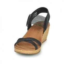 Chaussures Femme Sandales et Nu-pieds Skechers BEVERLEE Noir -Sandales Soldes Boutique 21201485 500 C