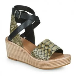 Sandales Soldes Boutique 28 Chaussures Femme Sandales et Nu-pieds Regard DAVE V2 ZULU TAUPE Vert / Noir