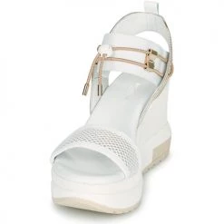 Chaussures Femme Sandales et Nu-pieds NeroGiardini E219045D-707 Blanc / Doré -Sandales Soldes Boutique 21317020 500 C