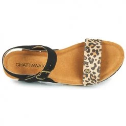Chaussures Femme Sandales et Nu-pieds Chattawak DURBAN Léopard / Noir -Sandales Soldes Boutique 21317402 500 F