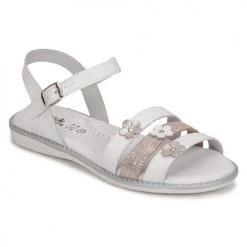 Chaussures Fille Sandales et Nu-pieds Citrouille et Compagnie KATAGUE Blanc / rose irisé