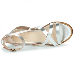 Chaussures Femme Sandales et Nu-pieds Casual Attitude COUTIL Argenté -Sandales Soldes Boutique 21406734 500 F