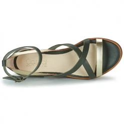 Chaussures Femme Sandales et Nu-pieds Casual Attitude COUTIL Vert / Bronze -Sandales Soldes Boutique 21406737 500 F