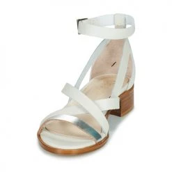 Chaussures Femme Sandales et Nu-pieds Casual Attitude COUTIL Ecru / Argenté -Sandales Soldes Boutique 21406739 500 C