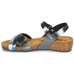 Chaussures Femme Sandales et Nu-pieds Plakton NORTE Argenté / Bleu -Sandales Soldes Boutique 21445634 500 D