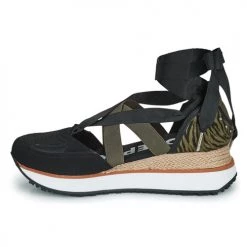 Chaussures Femme Sandales et Nu-pieds Gioseppo SETTALA Noir / Kaki -Sandales Soldes Boutique 21454942 500 D